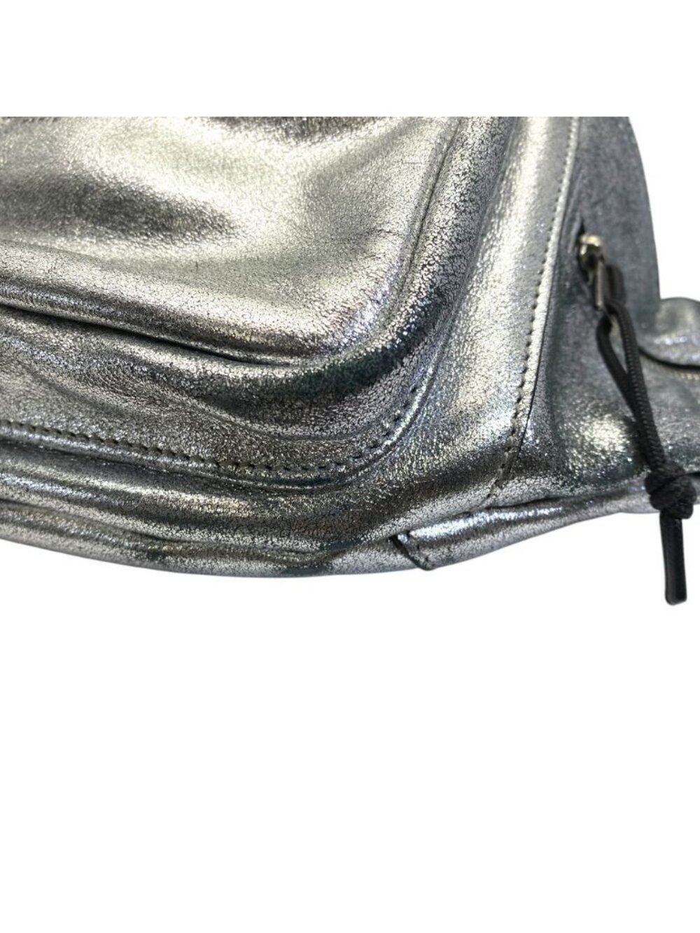 Saint Laurent Belt Bag Logo Leather Metallic Silver Paris Sophistication Luxury - Picture 3 of 10